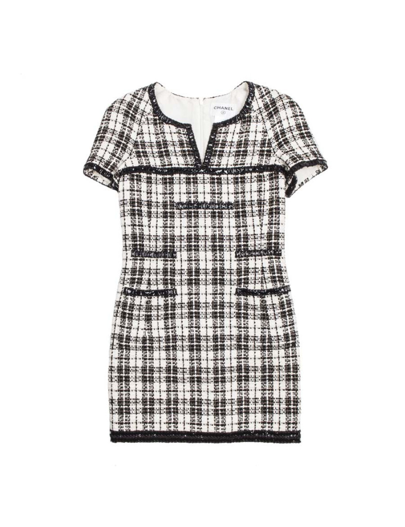 CHANEL T 38 two-tone tweed dress