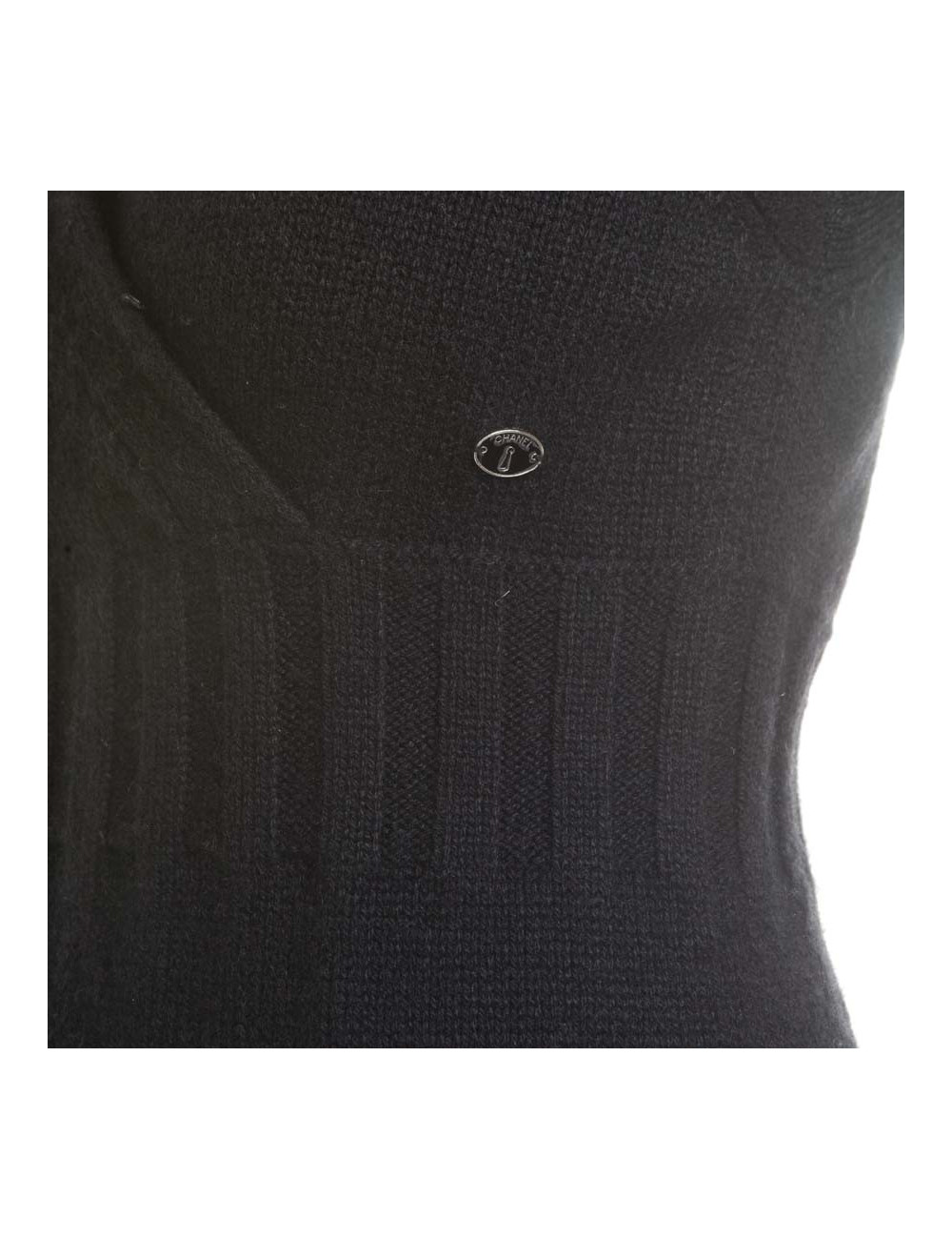 CHANEL sleeveless black cashmere dress