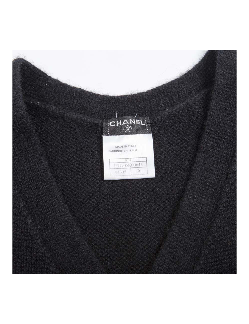 CHANEL sleeveless black cashmere dress