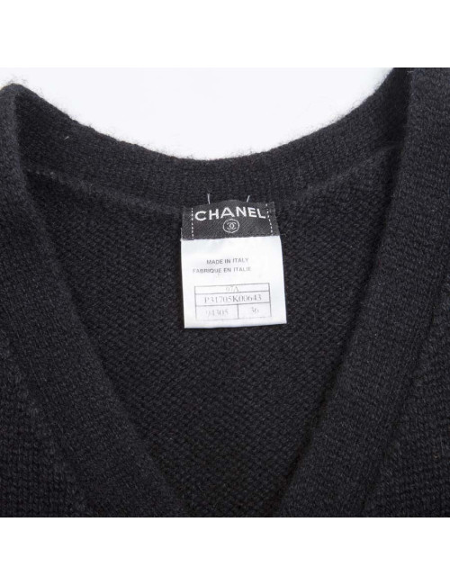 CHANEL sleeveless black cashmere dress