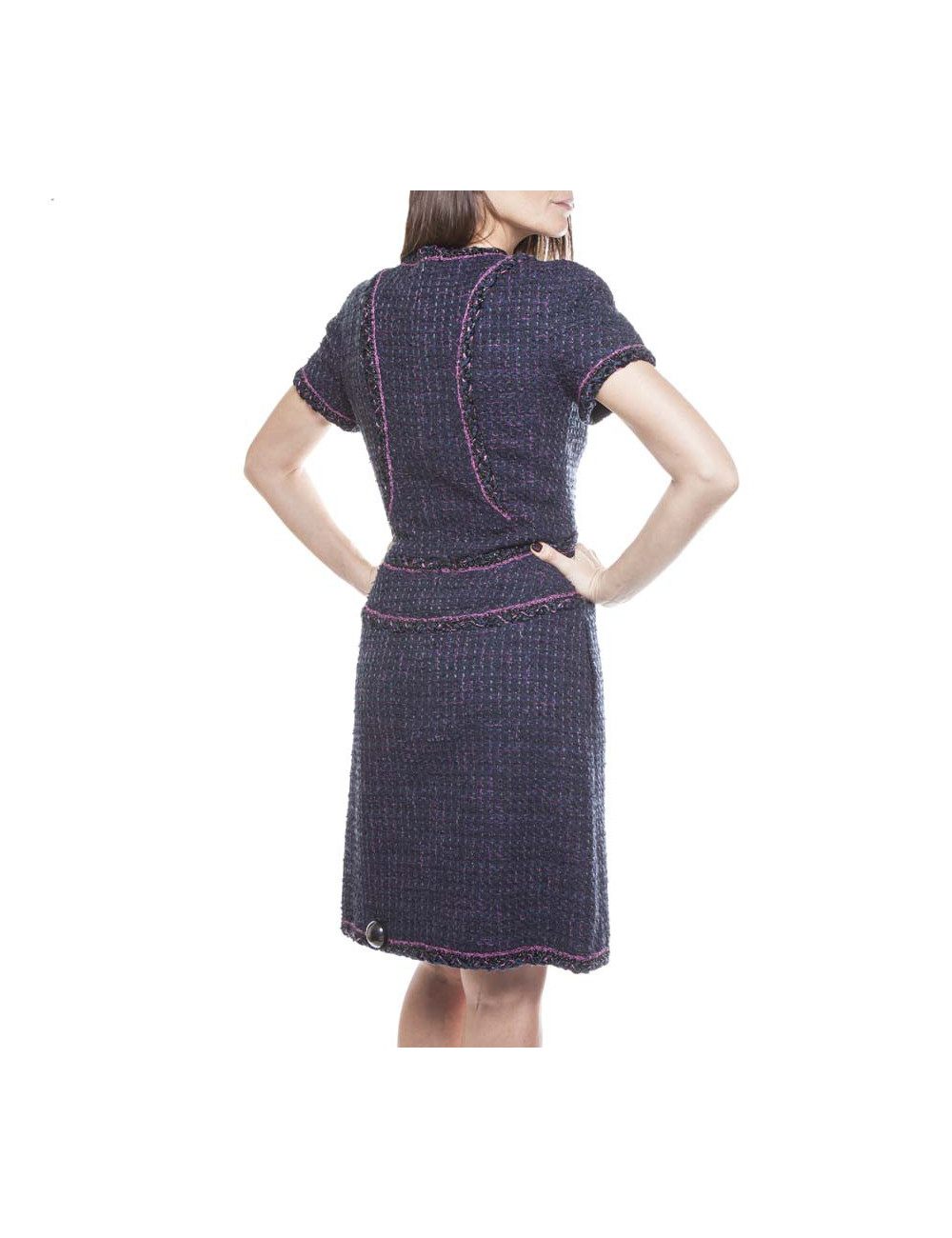 Robe CHANEL T 38 tweed multicolore