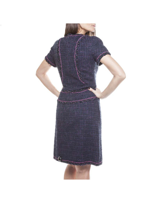 Robe CHANEL T 38 tweed multicolore