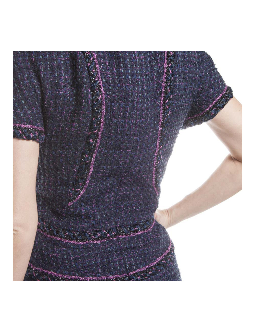 Robe CHANEL T 38 tweed multicolore