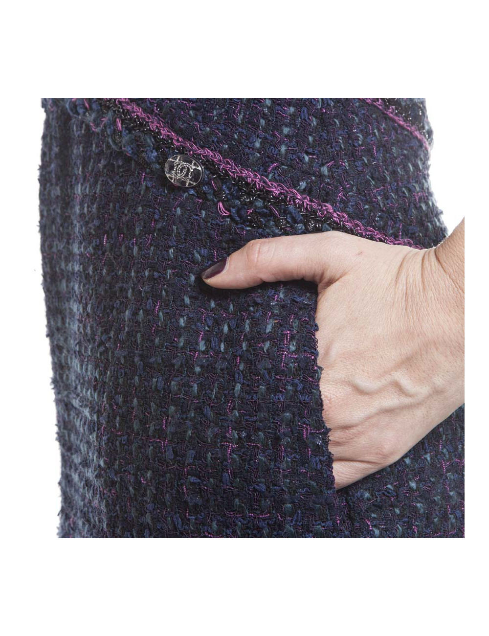 Robe CHANEL T 38 tweed multicolore