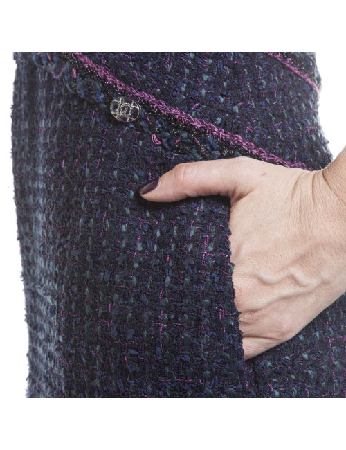 Robe CHANEL T 38 tweed multicolore
