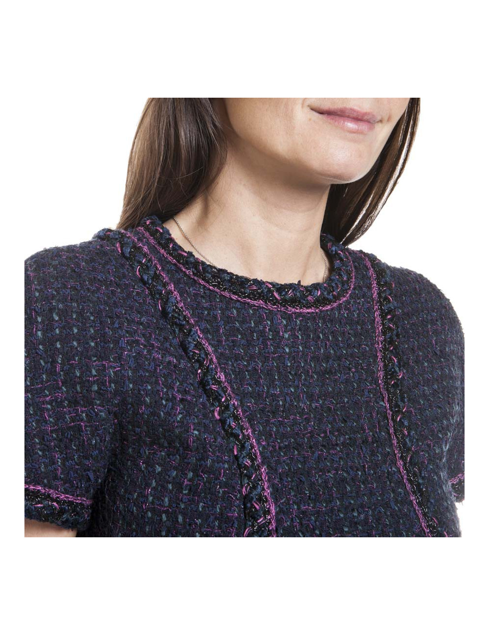 Robe CHANEL T 38 tweed multicolore