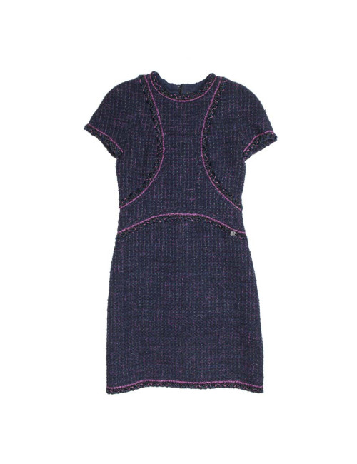 Robe CHANEL T 38 tweed multicolore