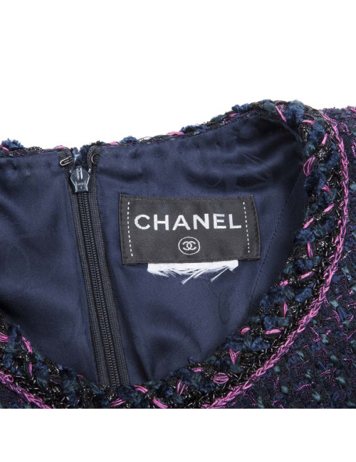 Robe CHANEL T 38 tweed multicolore