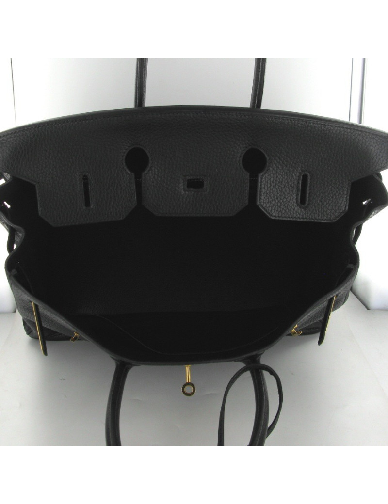 Birkin 35 HERMES Taurillon noir bijouterie dorée