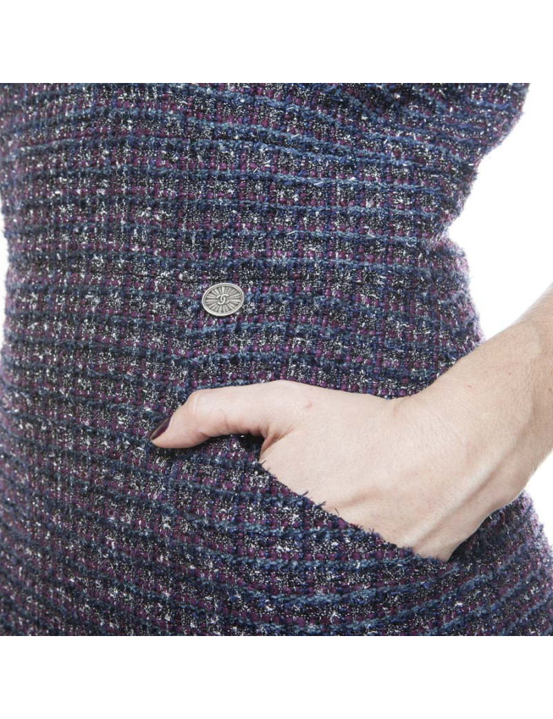 Robe CHANEL tweed violet T42