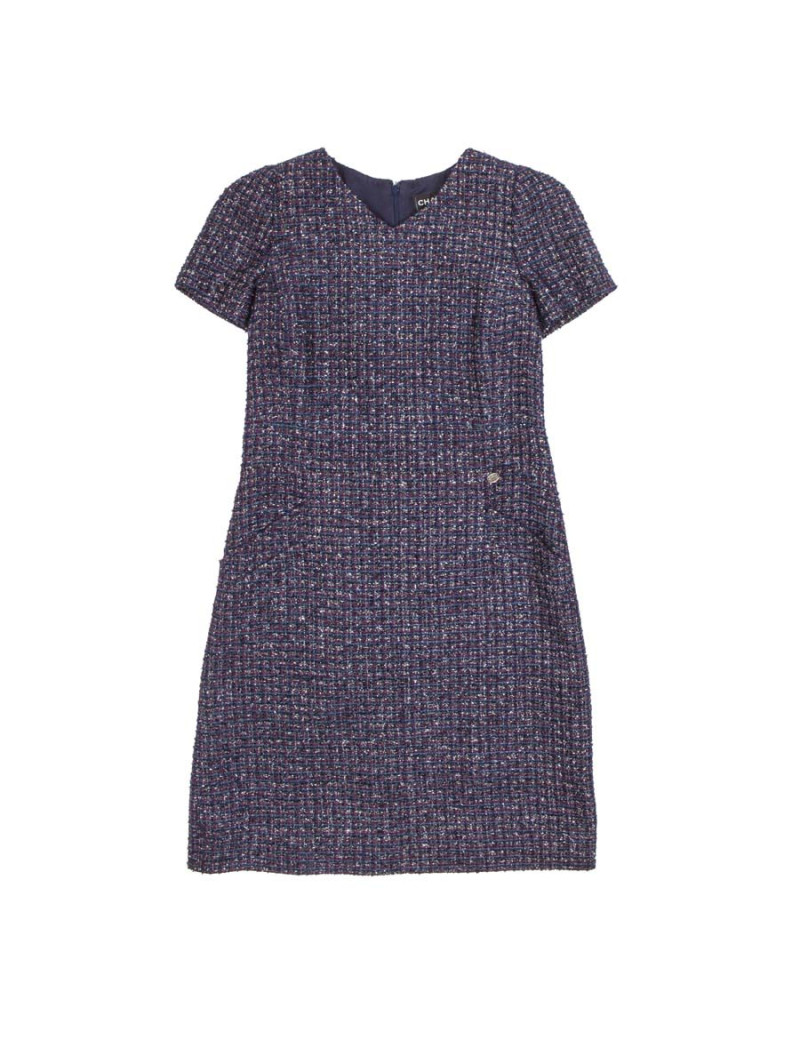 Dress CHANEL tweed purple money T42