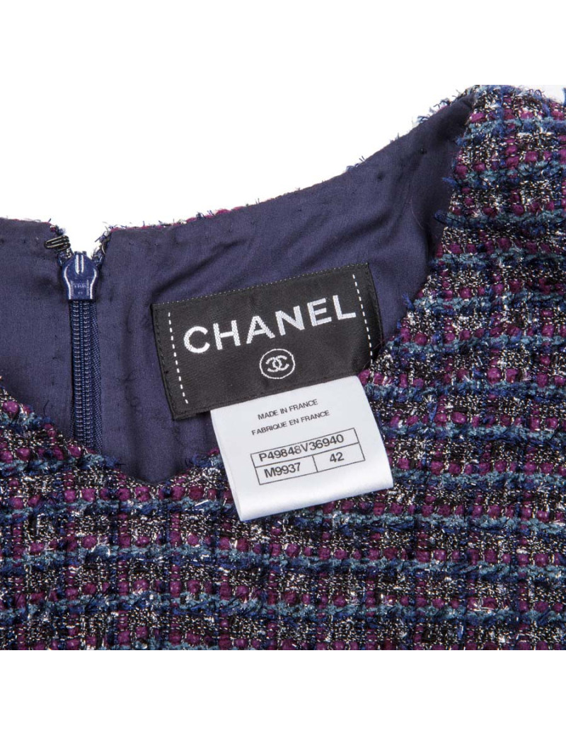 Robe CHANEL tweed violet T42