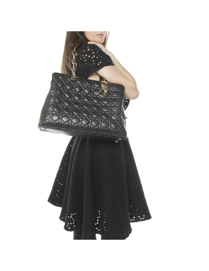 Black lady dior DIOR quilted leather bag