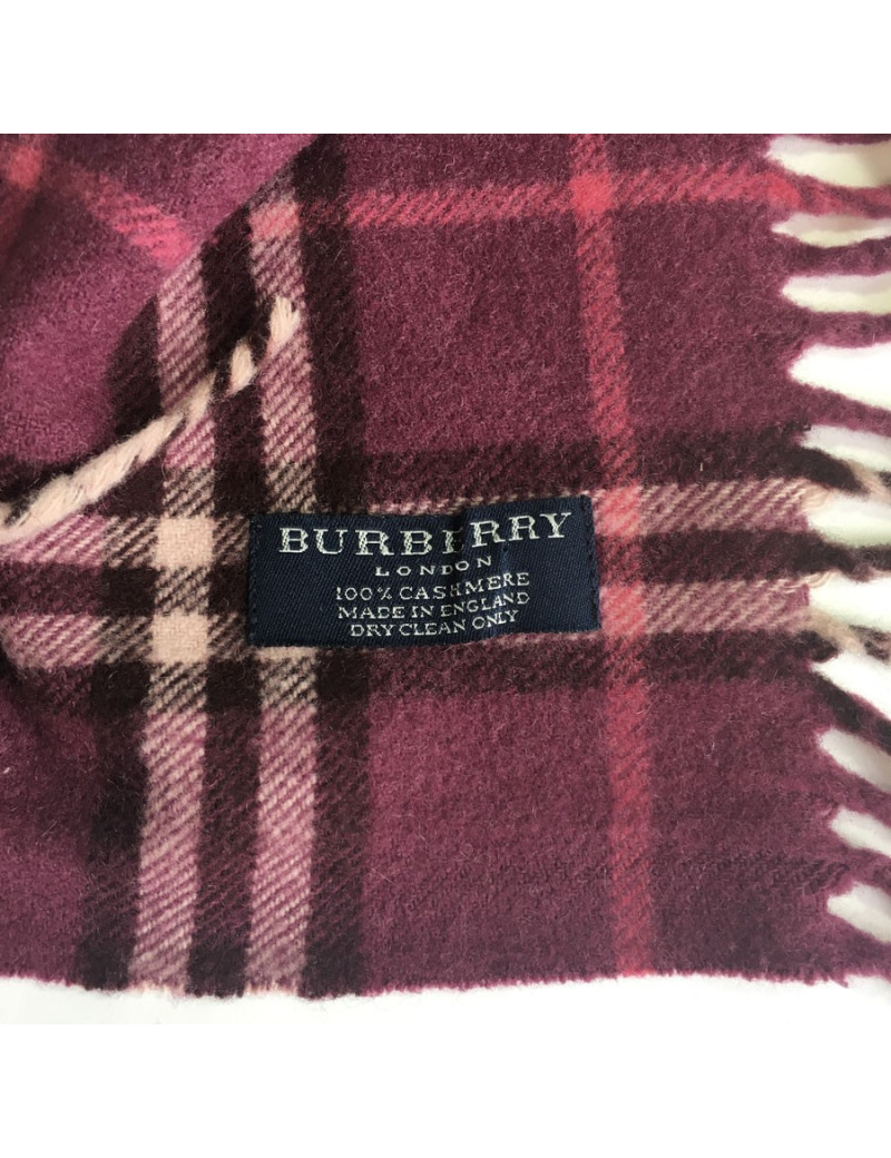Echarpe BURBERRY à franges en cachemire prune