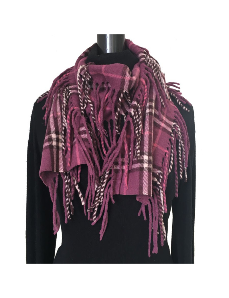 Echarpe BURBERRY à franges en cachemire prune
