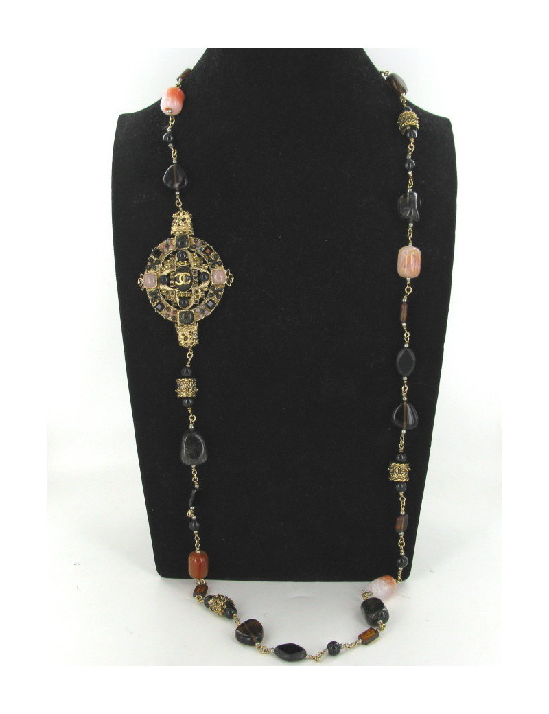 Sautoir CHANEL pierres multicolores