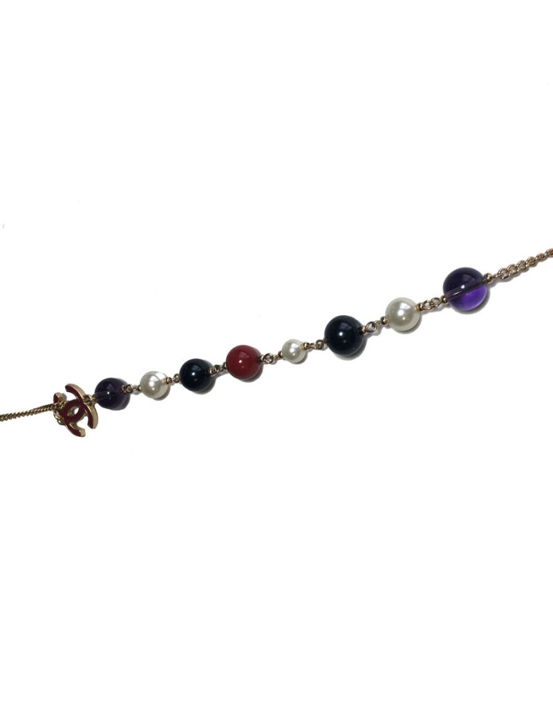 Sautoir CHANEL "Paris-Moscou" pendentif poupée russe et perles multicolores