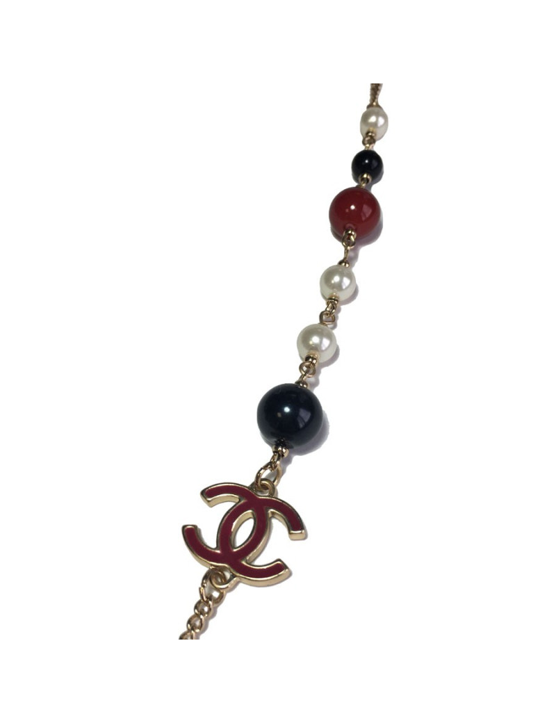 Sautoir CHANEL "Paris-Moscou" pendentif poupée russe et perles multicolores