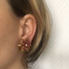Boucles d'oreille Clips MARGUERITE DE VALOIS métal doré, pâte de verre rose et petit strass