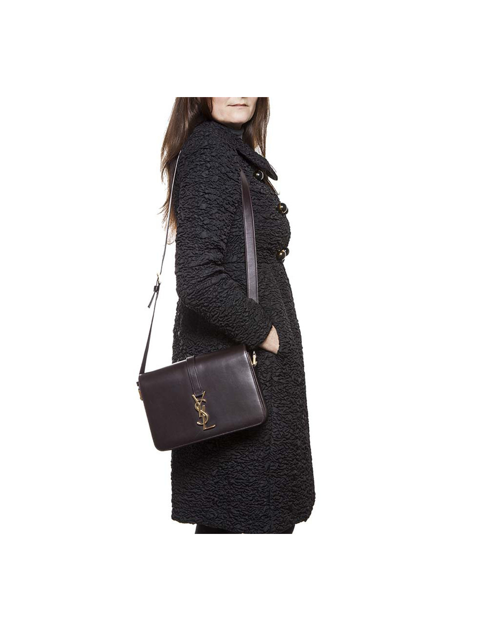 Sac YVES SAINT LAURENT "Université" cuir lisse magenta