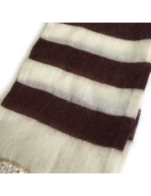 CHANEL striped Brown and Ecru cashmere scarf