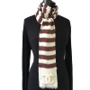 CHANEL striped Brown and Ecru cashmere scarf