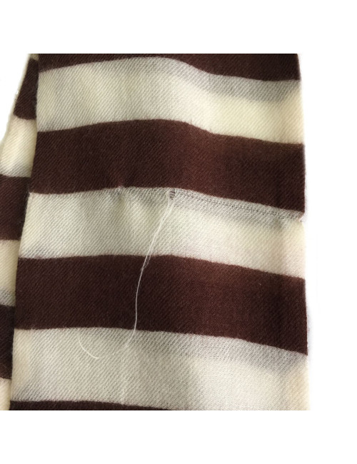 CHANEL striped Brown and Ecru cashmere scarf