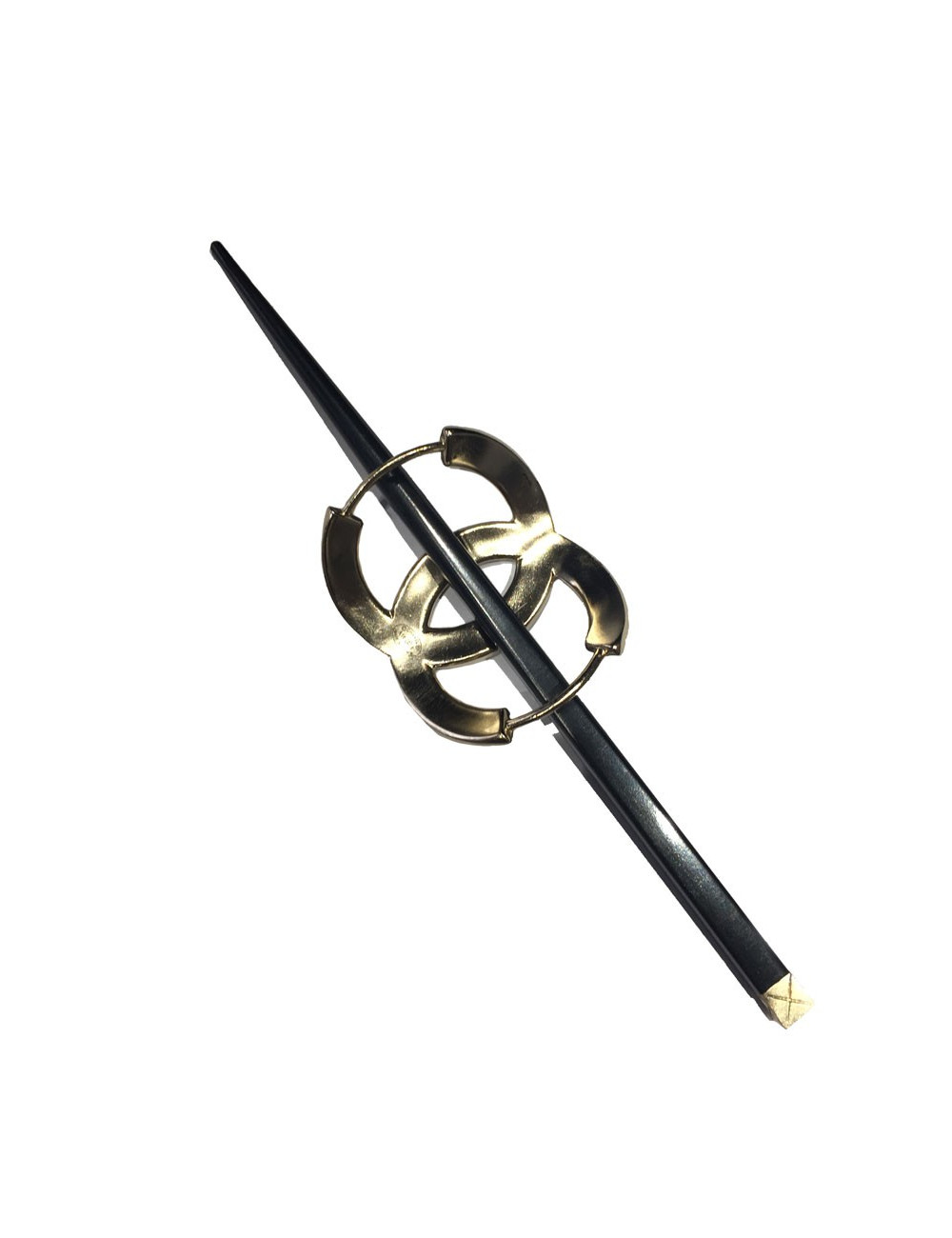 CHANEL CC headband in silver metal and black resin pic