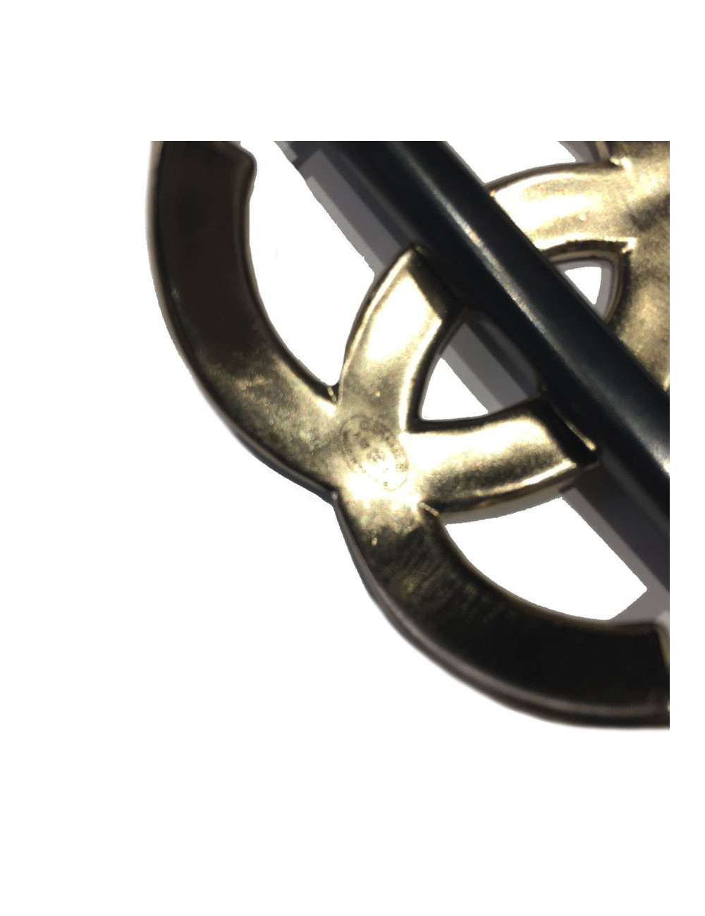 CHANEL CC headband in silver metal and black resin pic