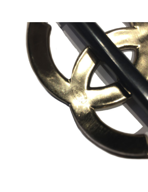 CHANEL CC headband in silver metal and black resin pic