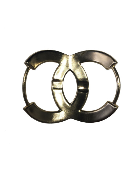 CHANEL CC headband in silver metal and black resin pic