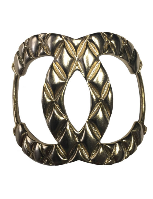 CHANEL CC headband in silver metal and black resin pic