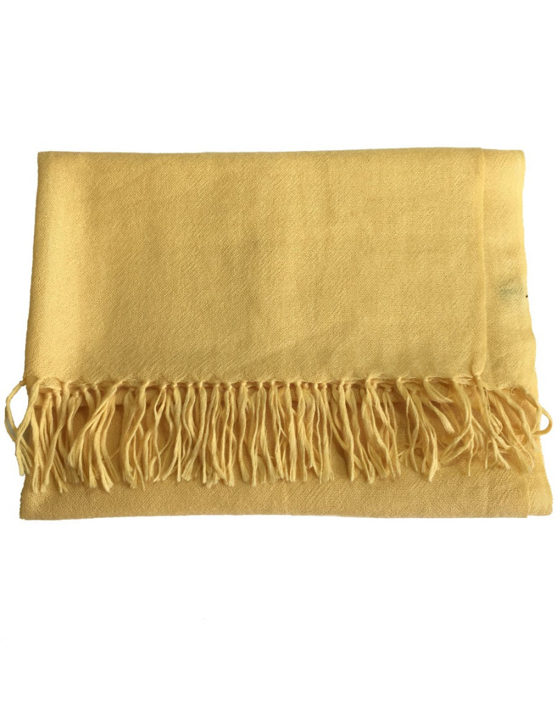 PRIX DEPOT Châle YVES SAINT LAURENT à franges jaune