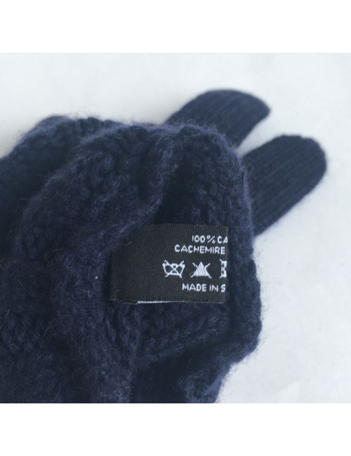  CHANEL gloves in dark blue cashmere size 7.5