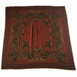 DIOR bordeaux, green and Brown with small fringe shawl