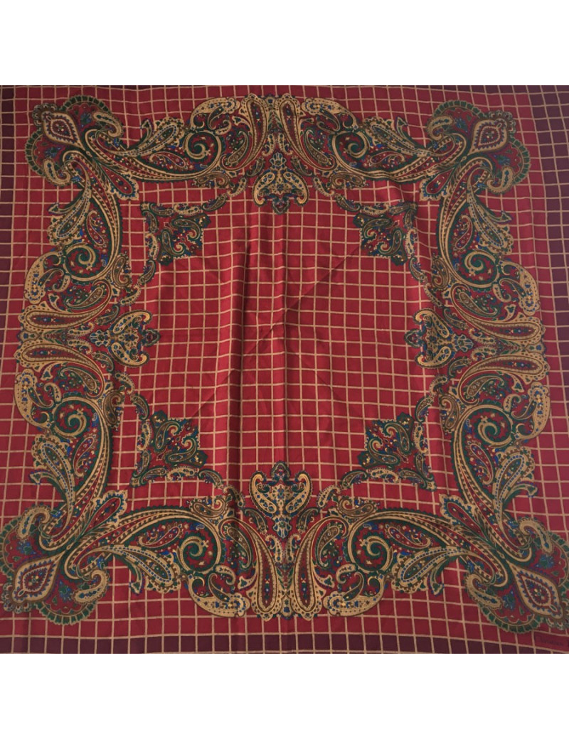 DIOR bordeaux, green and Brown with small fringe shawl