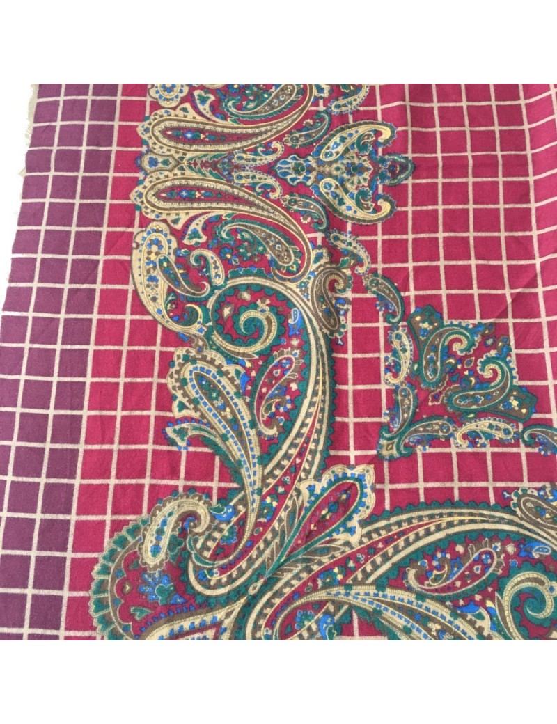 PRIX DEPOT Châle DIOR bordeaux, vert et marron à petites franges