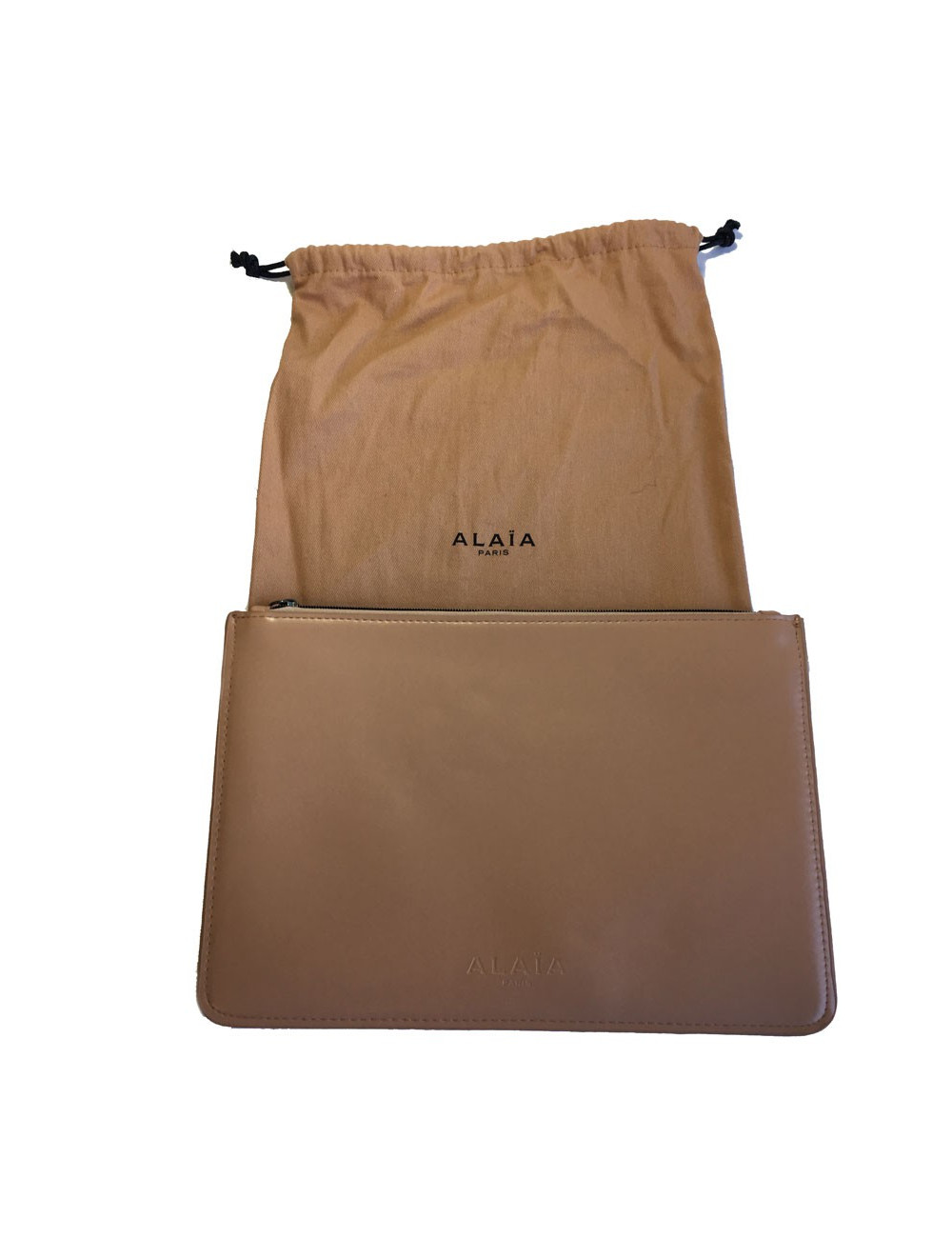 Pochette ALAIA en cuir rose poudré