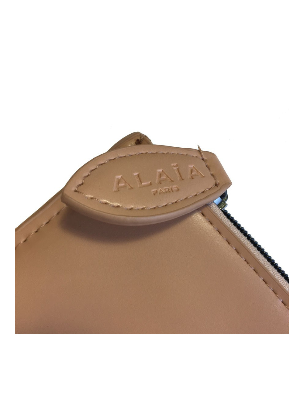 Pochette ALAIA en cuir rose poudré