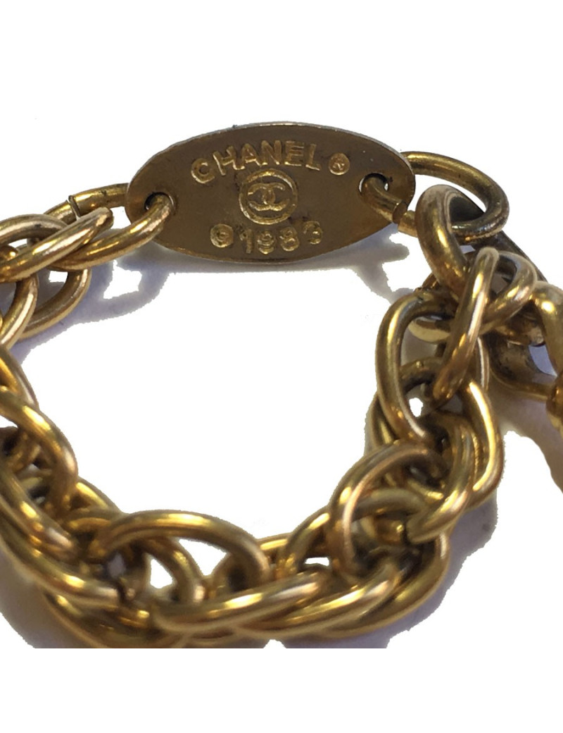 Sautoir CHANEL Vintage avec loupe en métal doré