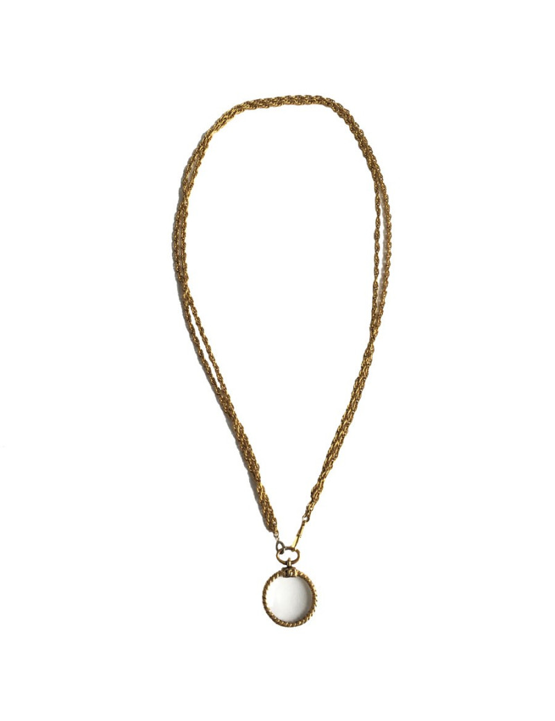 Sautoir CHANEL Vintage avec loupe en métal doré