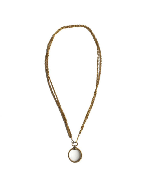 Sautoir CHANEL Vintage avec loupe en métal doré