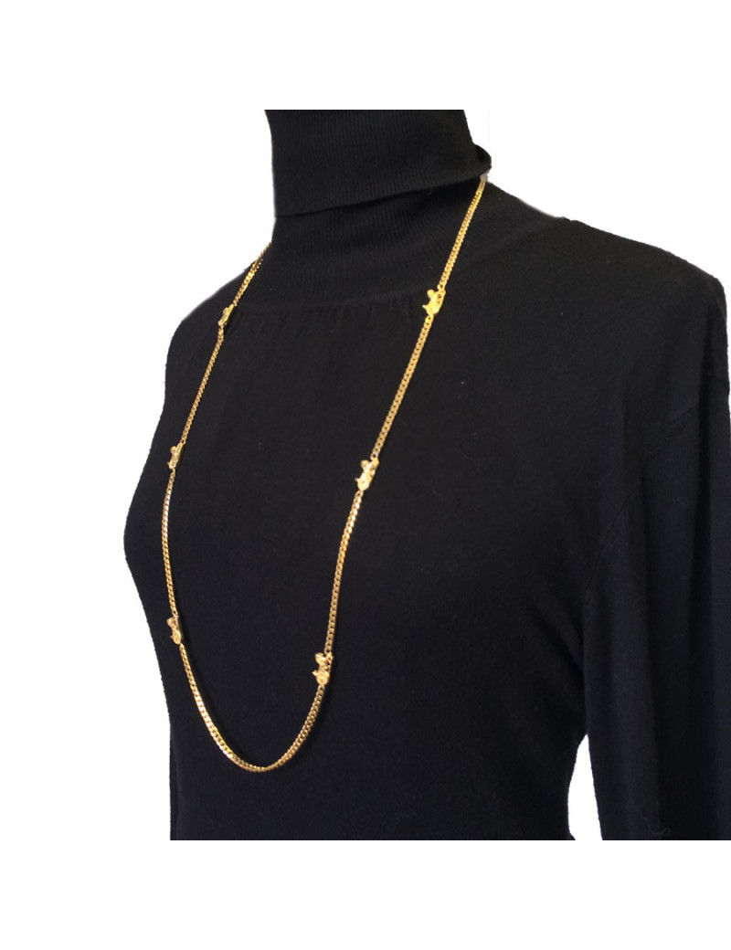 CELINE Long necklace wirth carriage charms in gilded metal