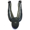 Collier APPARTEMENT A LOUER perles et pendentif noir et bronze