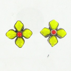Clips flowers vintage CHANEL yellow and red glass