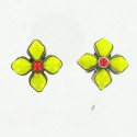 Clips flowers vintage CHANEL yellow and red glass