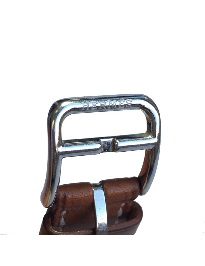 Montre Heure H HERMÈS pm en veau Barénia et acier