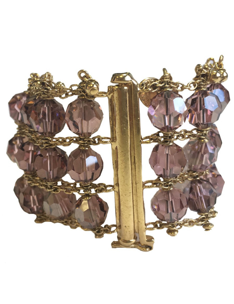 xxx Bracelet DANIEL SWAROVSKI perles en cristal facettées améthyste