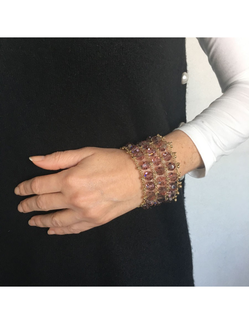 xxx Bracelet DANIEL SWAROVSKI perles en cristal facettées améthyste