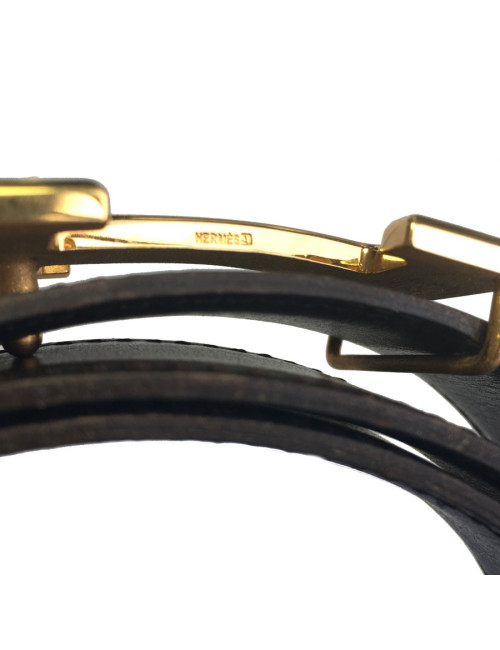 Ceinture HERMÈS réversible cuir noir et marron